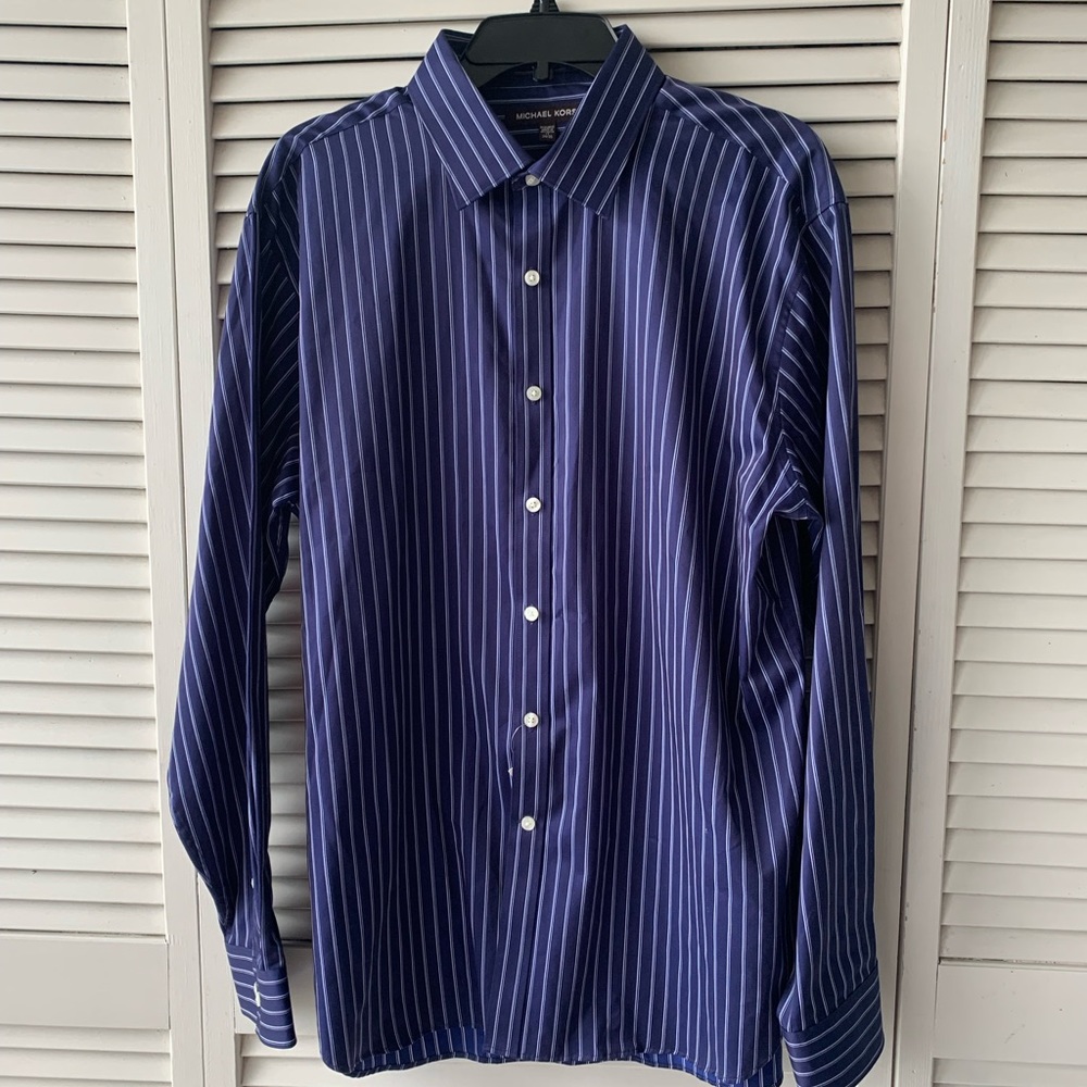 Michael Kors Regular Fit Fancy Cotton Shirt -Navy - 17 34/35
